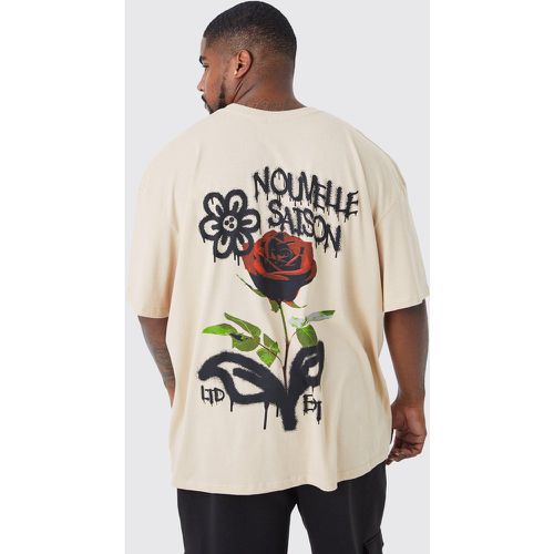 Grande taille - T-shirt oversize fleuri pixélisé imprimé graffiti - - XXXL - Boohooman - Modalova