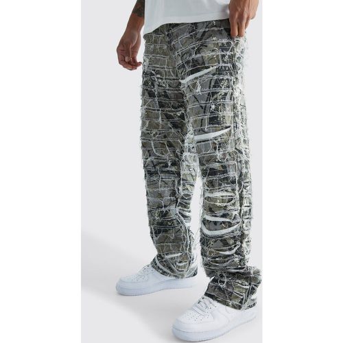 Pantalon large à imprimé camouflage - Boohooman - Modalova