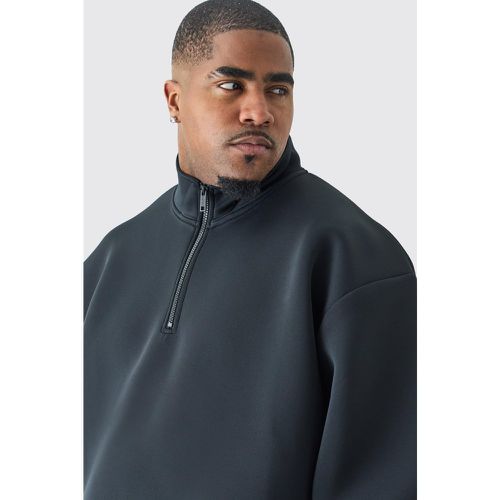 Plus Oversized Boxy Quarter Zip Bonded Scuba jumper - - XXXL - Boohooman - Modalova