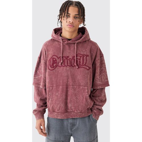 Sweat à capuche oversize délavé à broderie - Ofcl homme - L - Boohooman - Modalova