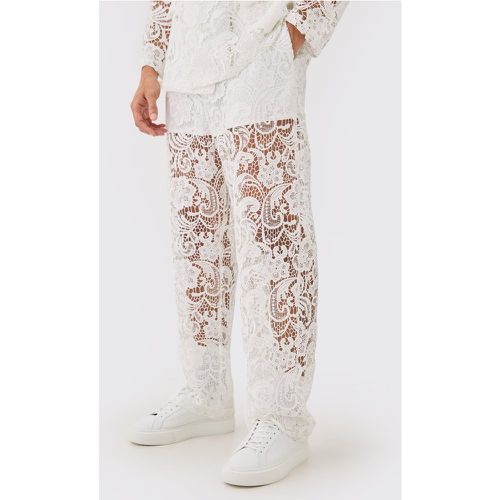 Pantalon de costume large en dentelle - 30 - Boohooman - Modalova