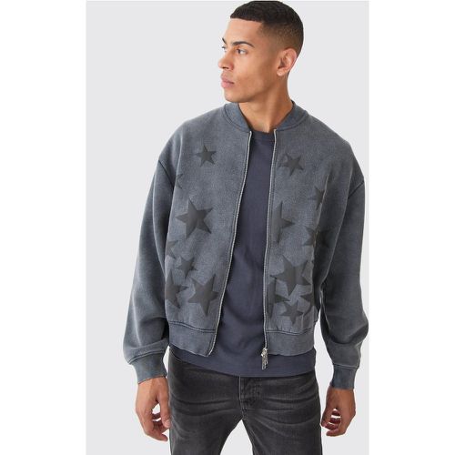 Bomber oversize délavé en jersey à écusson homme - M - Boohooman - Modalova