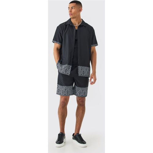 Ensemble oversize imprimé avec chemise et short - M - Boohooman - Modalova