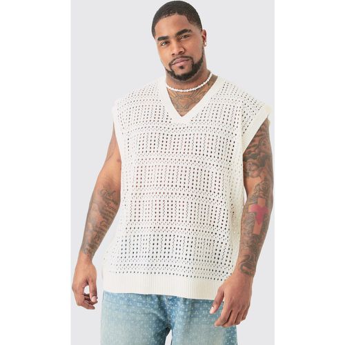 Plus Oversized Crochet Knit jumper Vest In - XXXL - Boohooman - Modalova