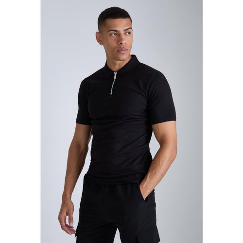 Muscle Zip Neck Polo - Boohooman - Modalova