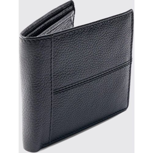 Real Leather Seam Detail Wallet In Black - Boohooman - Modalova