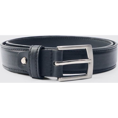 Pu Silver Buckle Plain Belt In Black - Boohooman - Modalova