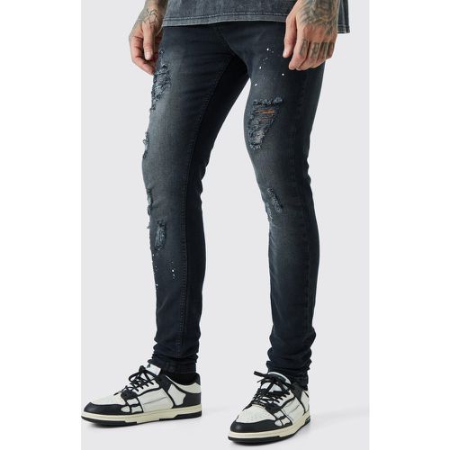 Tall Super Skinny Distressed Paint Splat Jeans - Boohooman - Modalova