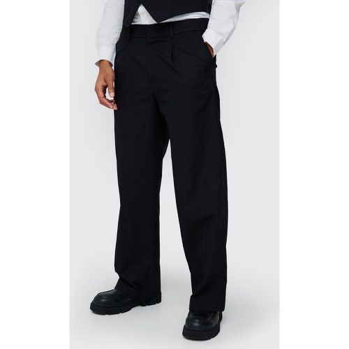 Pantalon large en lin confort - 28 - Boohooman - Modalova