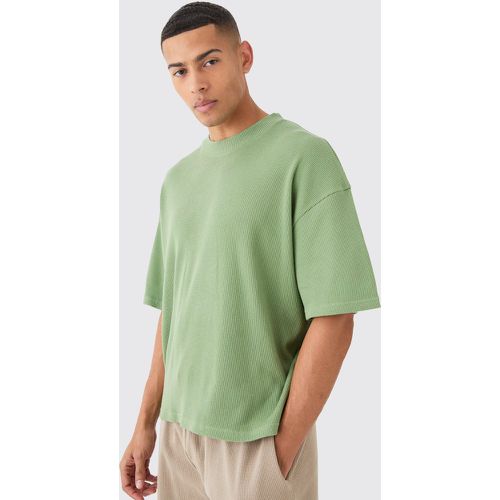 Oversized Boxy Waffle T-shirt - Boohooman - Modalova