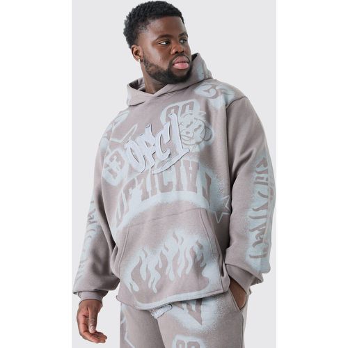 Grande taille - Sweat à capuche oversize à imprimé graffiti - XXL - Boohooman - Modalova