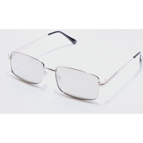 Metal Rectangular Sunglasses In Silver - Boohooman - Modalova