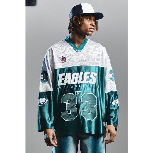 Nfl Eagles Hockey Mesh Satin Long Sleeve License Top - Boohooman - Modalova