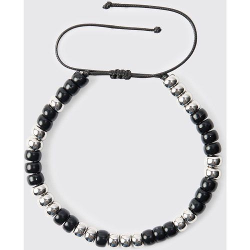 Adjustable Beaded Bracelet In Black - Boohooman - Modalova