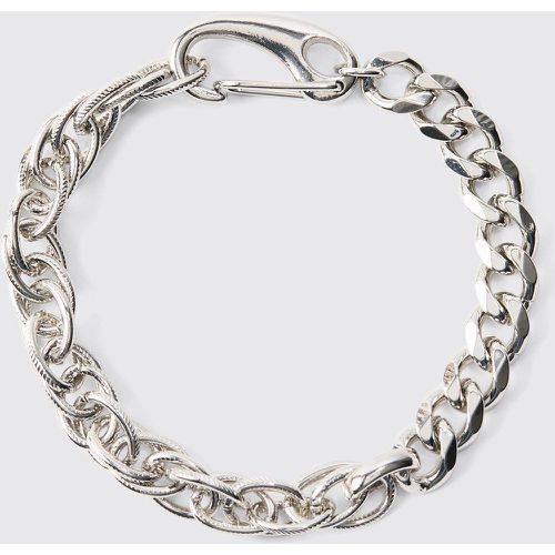 Chunky Clasp Detail Brushed Metal Bracelet In Silver - Boohooman - Modalova