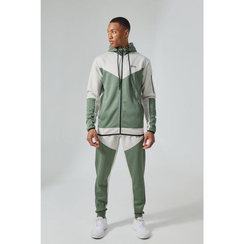 Active Colour Block Funnel Hooded Tracksuit - Boohooman - Modalova