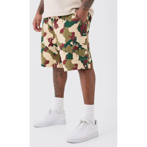 Plus Fixed Waist Camo Twill Cargo Short - Boohooman - Modalova