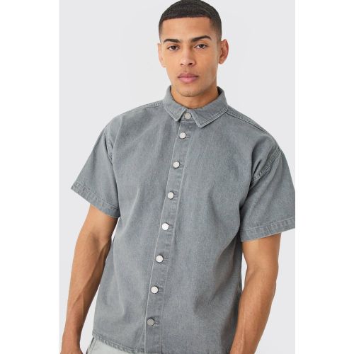 Chemise large en jean à manches courtes - S - Boohooman - Modalova