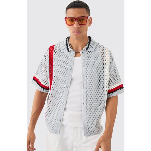 Chemise oversize rayée en maille à imprimé abstrait - M - Boohooman - Modalova