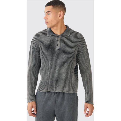 Polo oversize côtelé délavé - L/XL - Boohooman - Modalova