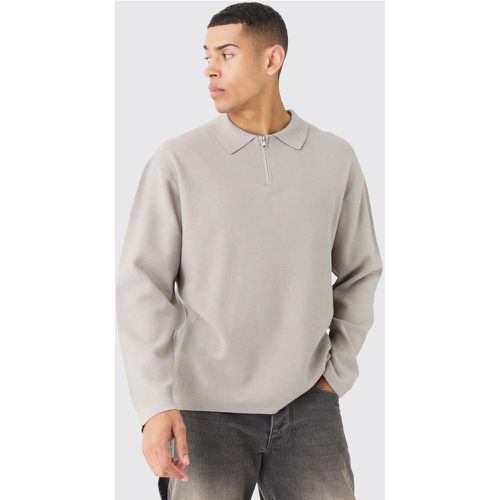 Polo à col zippé et manches longues - S - Boohooman - Modalova