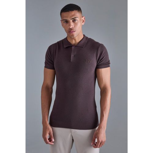 Muscle Fit Man Branded Knitted Polo - Boohooman - Modalova