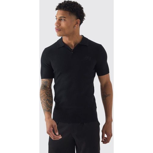 Muscle Fit Man Branded Knitted Polo - Boohooman - Modalova