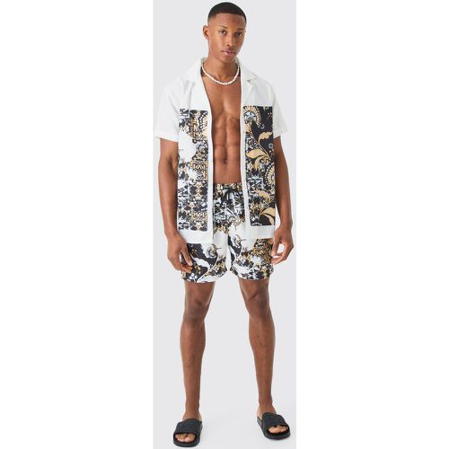 Ensemble imprimé avec chemise et short de bain - L - Boohooman - Modalova