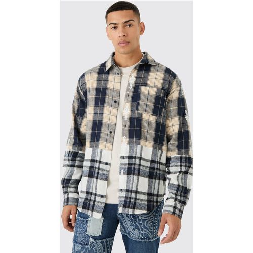 Chemise oversize bicolore à carreaux - S - Boohooman - Modalova