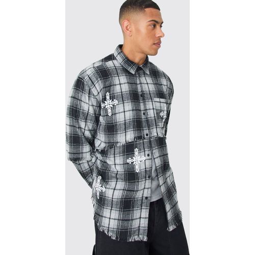 Chemise oversize imprimée à volants - L - Boohooman - Modalova