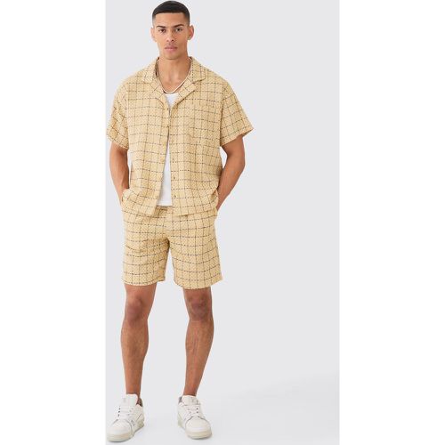 Ensemble texturé avec chemise et short - S - Boohooman - Modalova