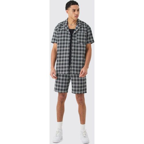 Ensemble oversize texturé à carreaux avec chemise et short - L - Boohooman - Modalova