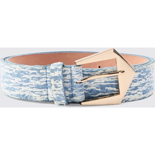 Textured Denim Belt In Blue - Boohooman - Modalova