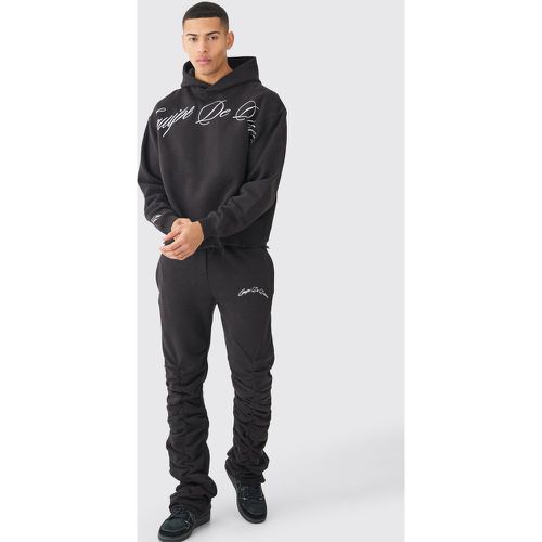 Oversized Boxy Embroided Stacked Tracksuit - Boohooman - Modalova