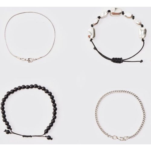 Lot de 4 bracelets en chaîne et perle - ONE SIZE - Boohooman - Modalova