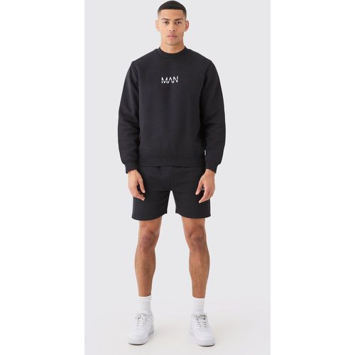 Man Extended Neck Sweatshirt Short Tracksuit - Boohooman - Modalova