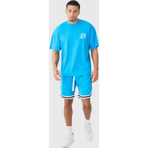 Ensemble oversize universitaire en mesh avec short - MAN homme - L - Boohooman - Modalova