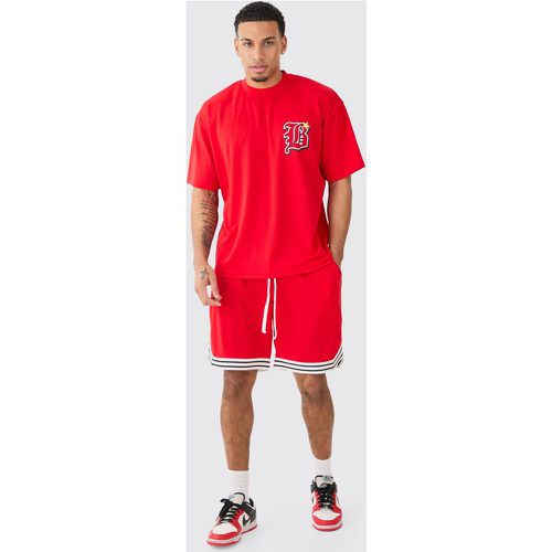 Ensemble oversize universitaire en mesh avec short - S - Boohooman - Modalova