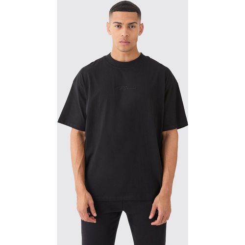 T-shirt oversize basique à col montant et logo - MAN - S - Boohooman - Modalova