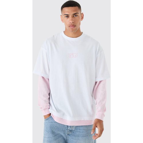 T-shirt oversize en mesh à manches longues - M - Boohooman - Modalova