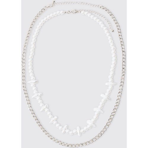 Pack Pearl And Metal Chain Necklaces In Silver - Boohooman - Modalova