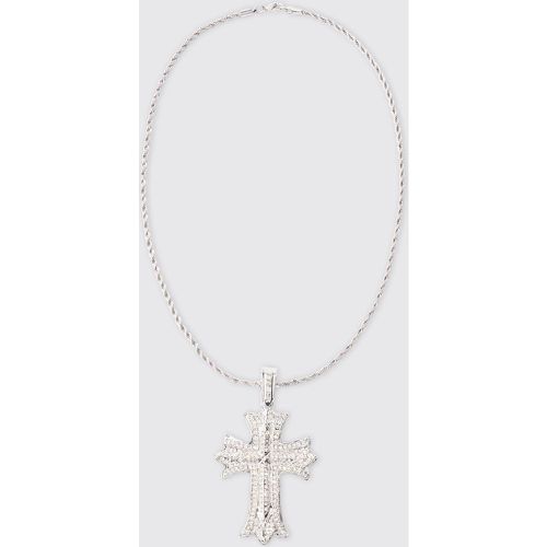 Collier à pendentif croix strassé - ONE SIZE - Boohooman - Modalova