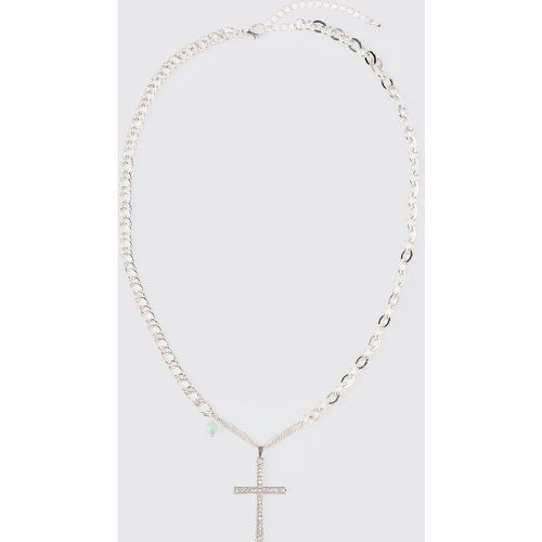 Collier à pendentif croix et pierre fantaisie - ONE SIZE - Boohooman - Modalova