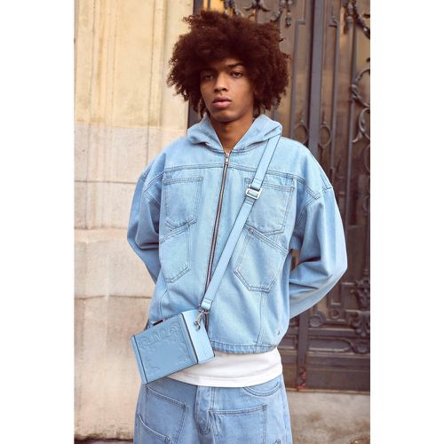 Sweat à capuche oversize délavé en jean - L - Boohooman - Modalova