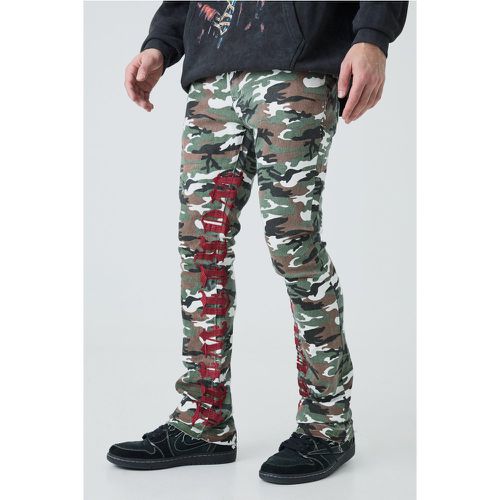 Jean skinny à broderie camouflage - 32R - Boohooman - Modalova