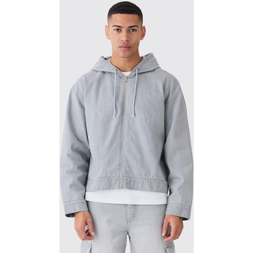 Sweat à capuche oversize zippé en denim - L - Boohooman - Modalova