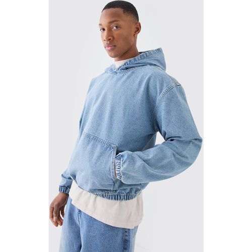 Sweat à capuche oversize en jean - L - Boohooman - Modalova