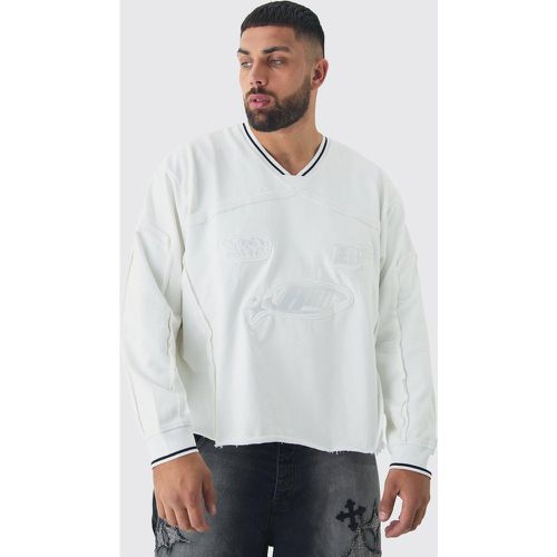 Grande taille - Sweat oversize côtelé à broderie homme - XXXL - Boohooman - Modalova