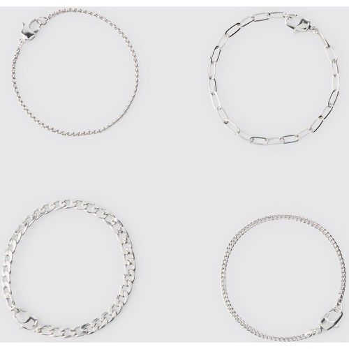 Lot de 4 bracelets en chaîne - ONE SIZE - Boohooman - Modalova