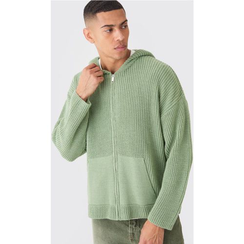 Sweat à capuche oversize zippé côtelé - XL - Boohooman - Modalova